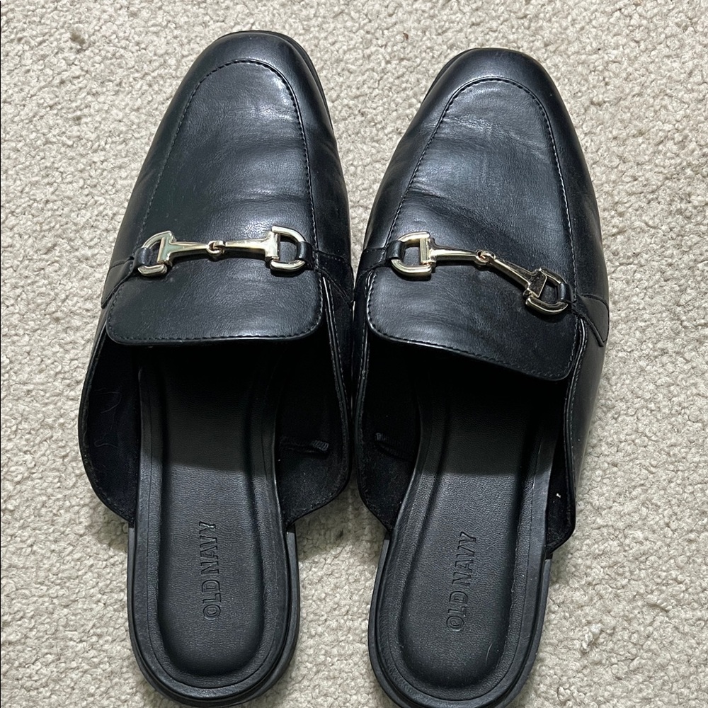Old Navy Black Slip-On Loafers with Metal Accent